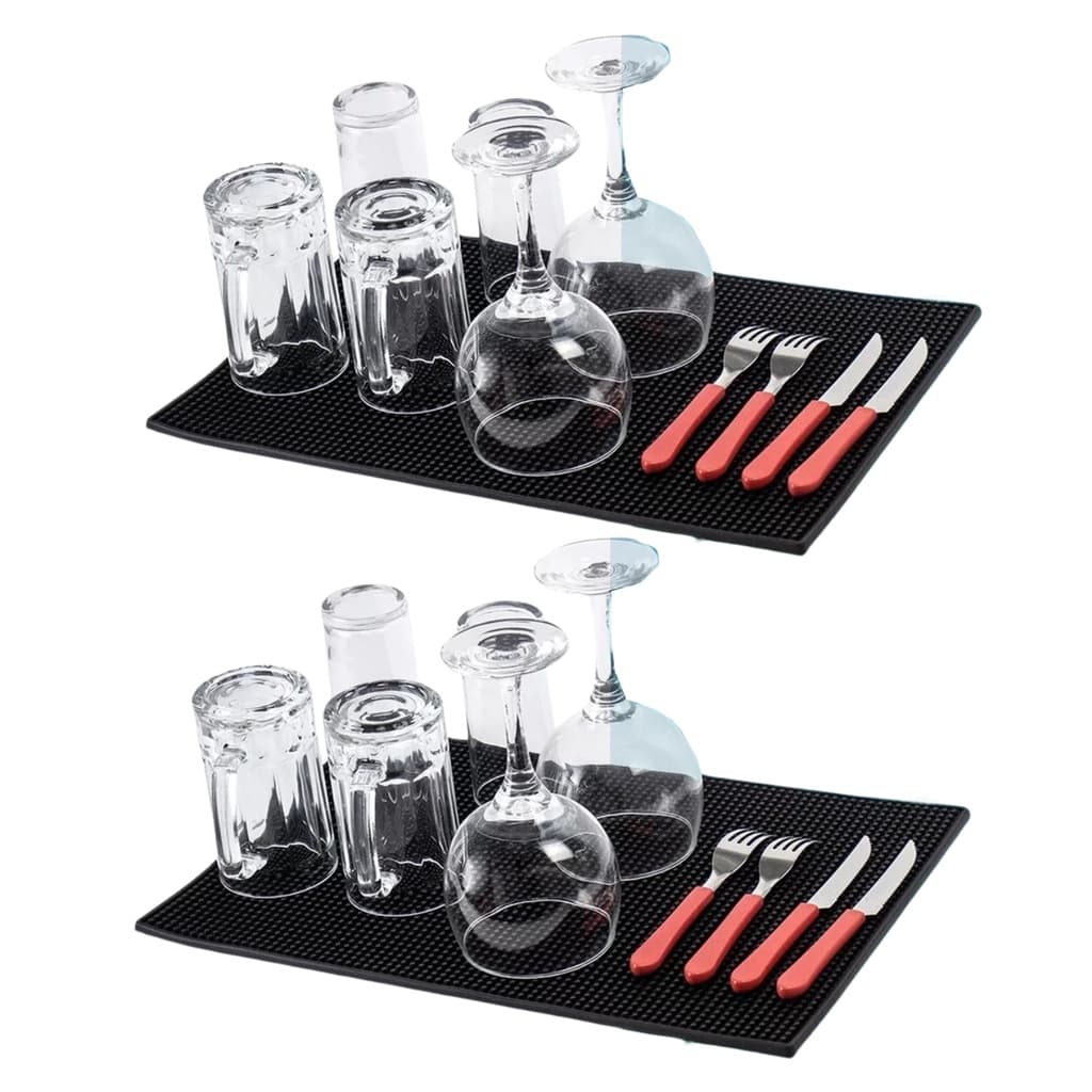 Kit 2 Tapetes Escorredor de Copos e Louças Silicone 45x30 Protetor de Pia Bancada Cozinha