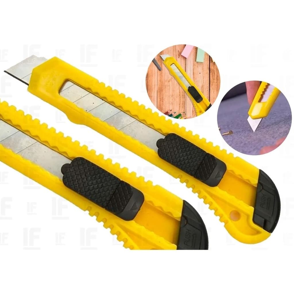 KIT 2 Estilete Profissional Lâmina 18mm Aço C/trava De Segurança - BESTMIX