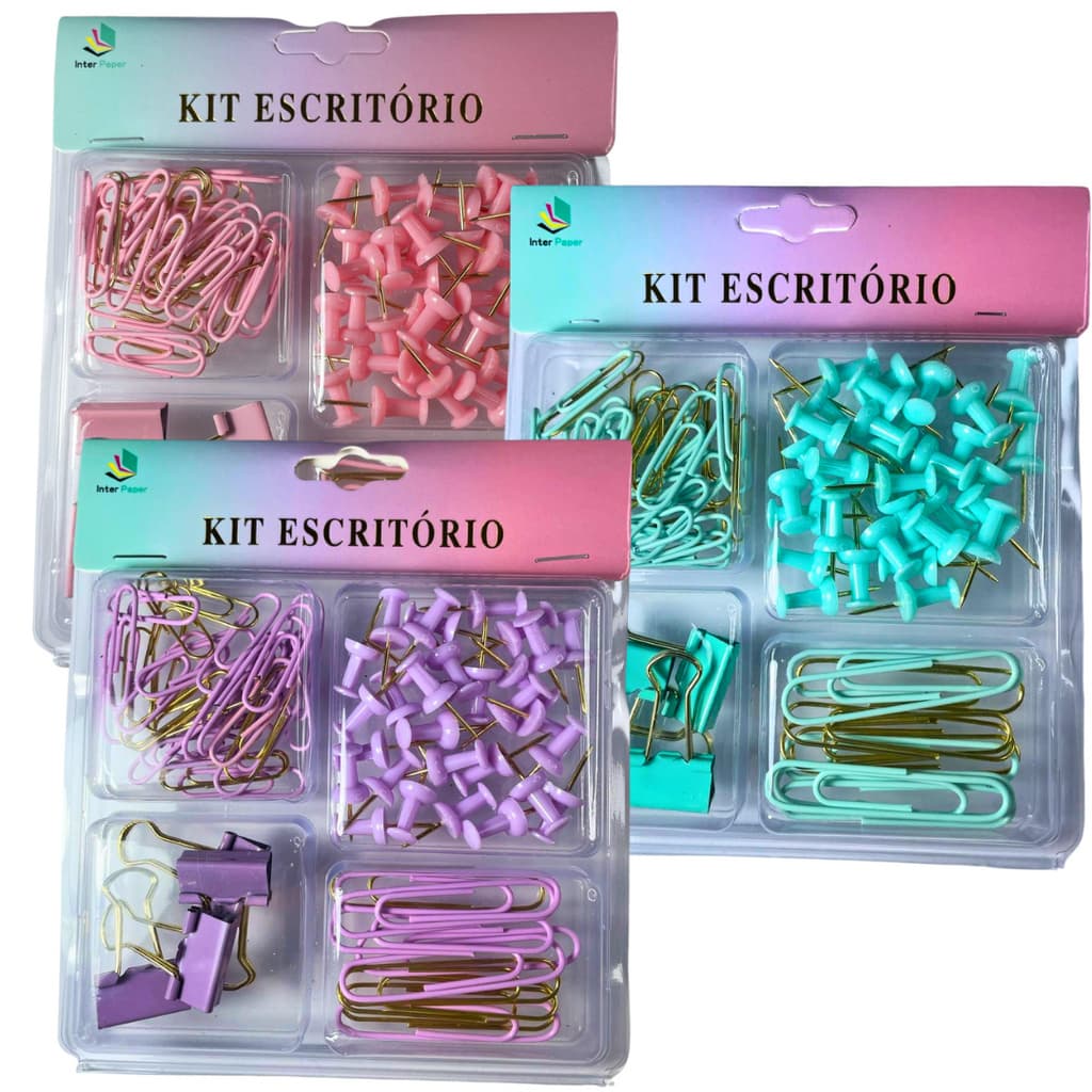 Kit Completo para Escritório: Prendedores, Tachinhas e Clipes