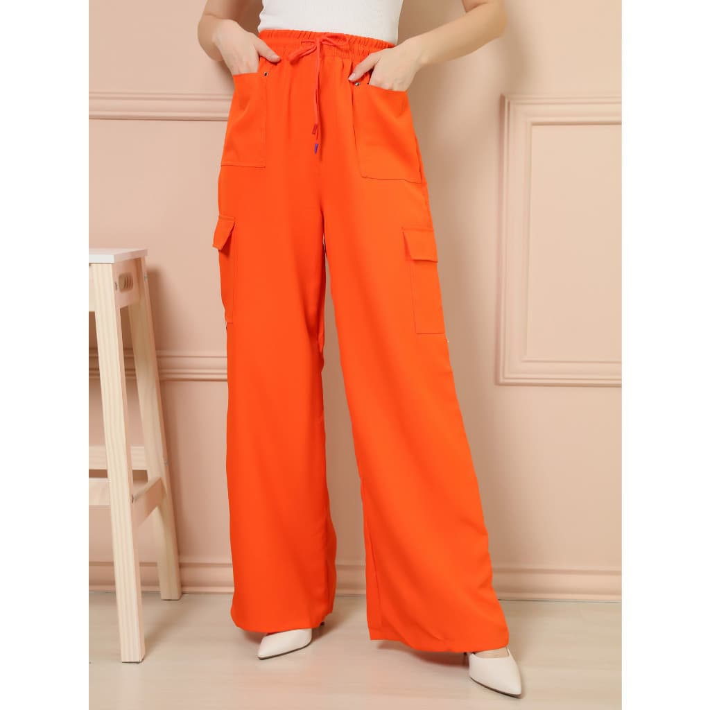 Calça Pantalona Alfaiataria Cargo Com Bolso Lateral-bx03