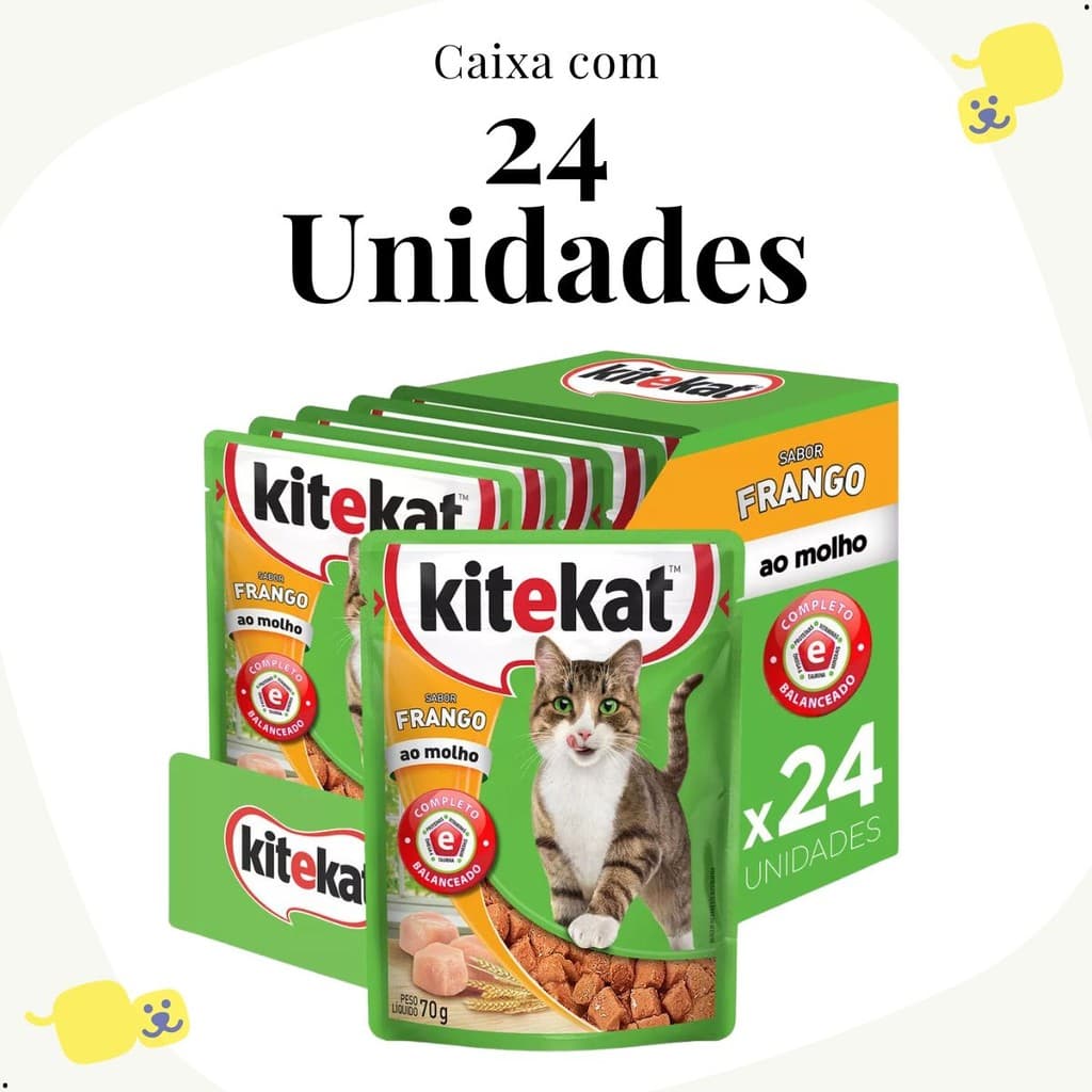 Sachê para Gatos Caixa de Sachê para Gato Sachê para Gatos Kitekat Ração Úmida para Gatos Frango