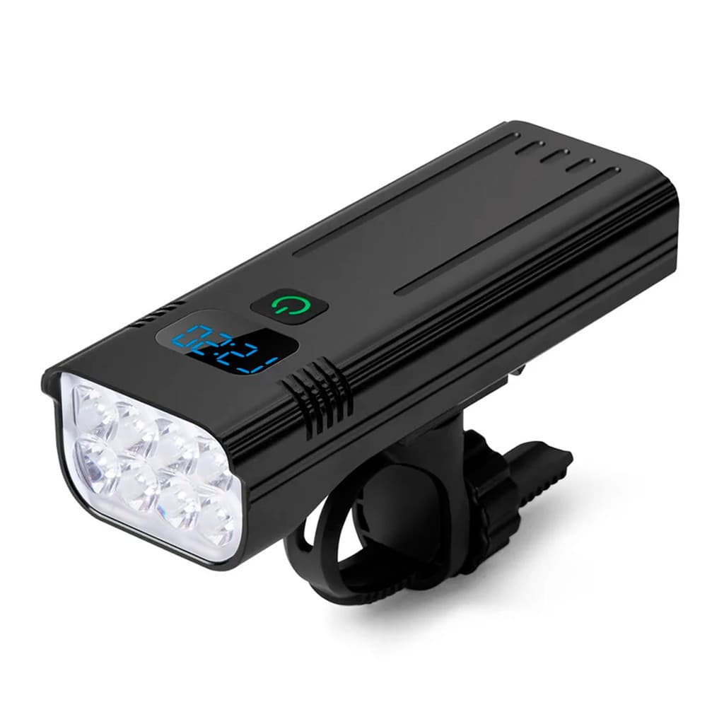 Lanterna Bike 8 Leds Alumínio Recarregável Luz Branca
