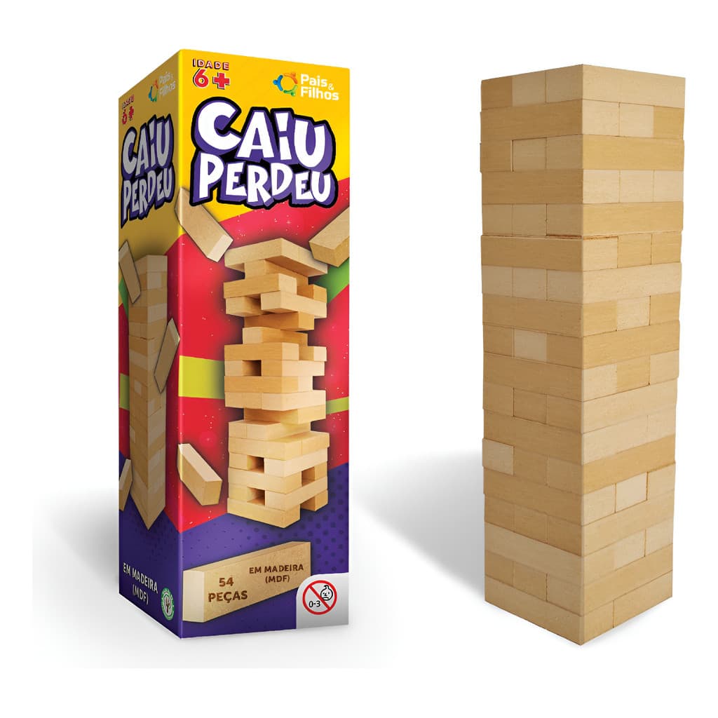 Jogo Caiu Perdeu Pais & Filhos Torre Madeira Pronta Entrega