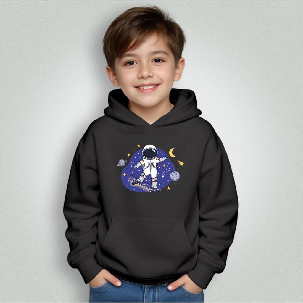 Moletom Infantil Bolso Canguru Com Capuz Astronauta Estrelas Skate Envio Imediato