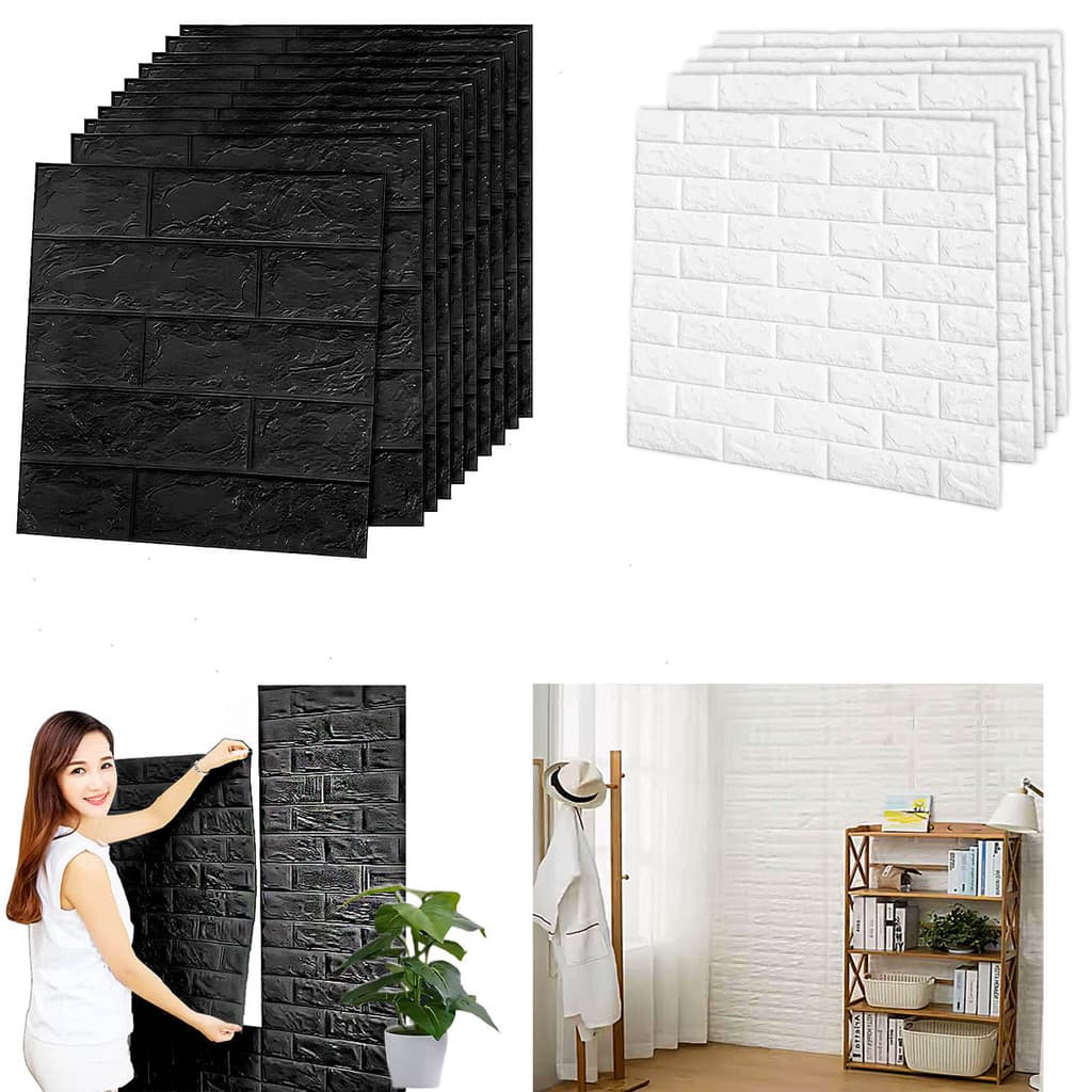 Kit 5 Placa Decorativa Papel De Parede 3D Tijolinho A Prova Dagua Sala Quarto Cozinha