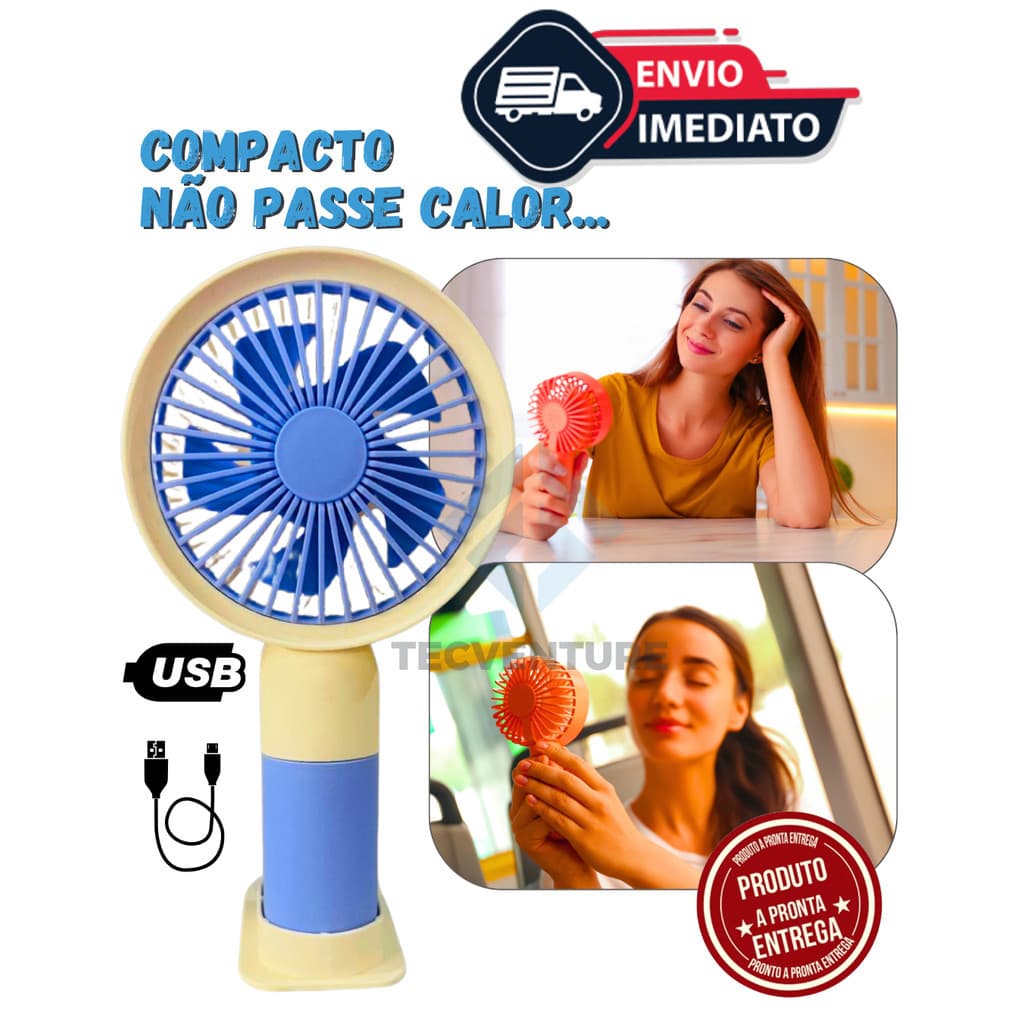 Mini Ventilador Portátil Recarregável – Praticidade e Frescor em Qualquer Lugar!