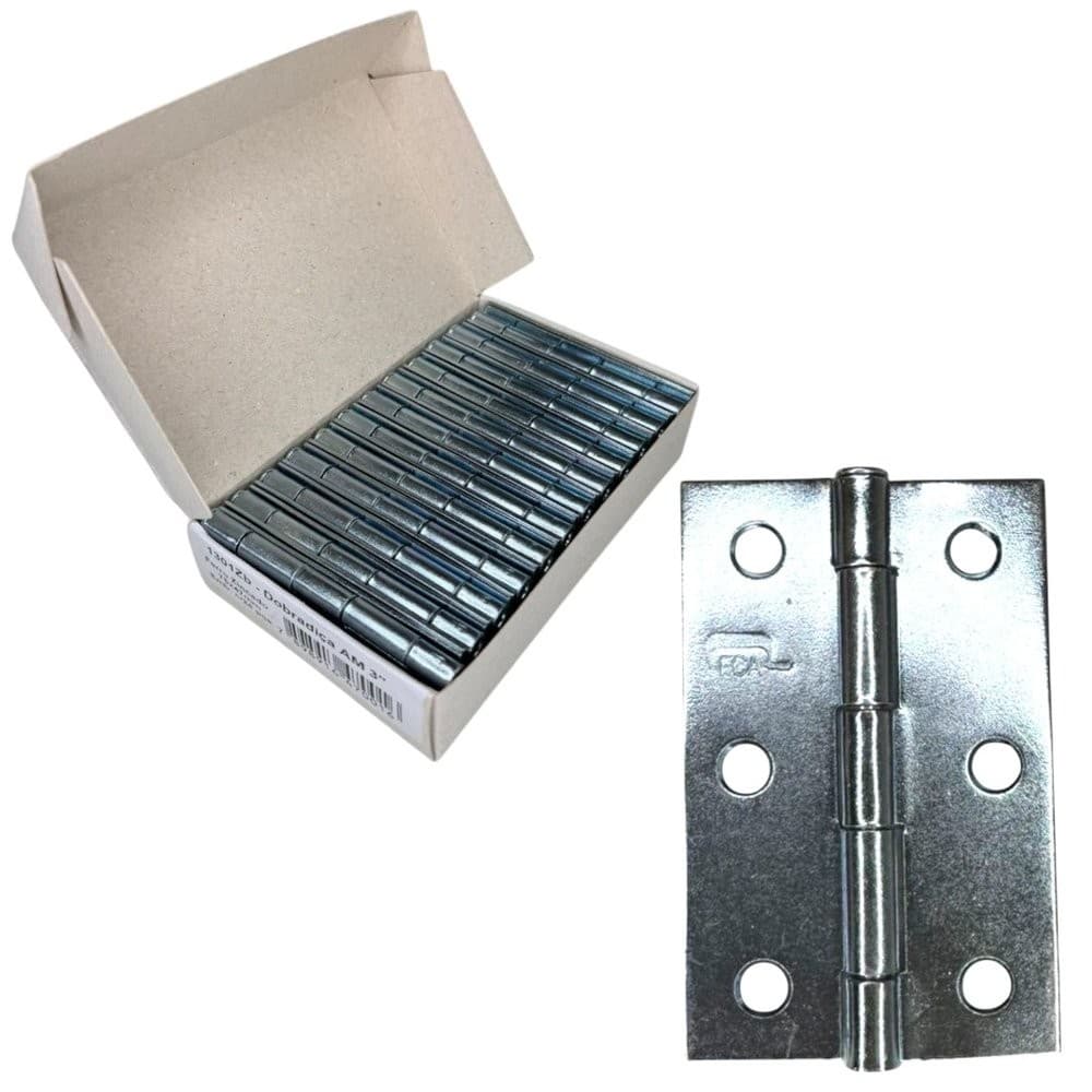 Dobradiça Porta Zincada Caixa 24 Peças - 3" 75mm Ferca