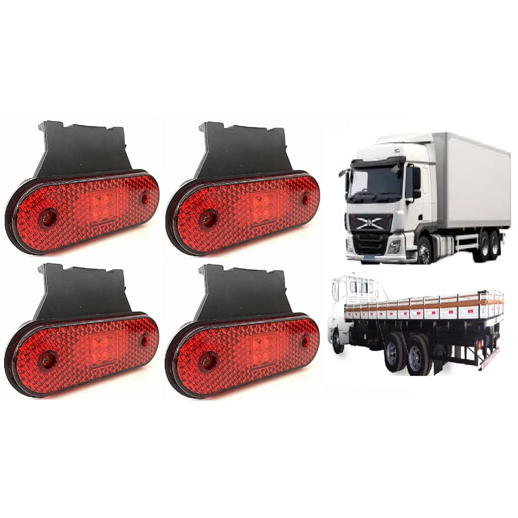 Kit 4 Lanterna Led Lateral Báu Carroceria Carreta 12/24v Klx