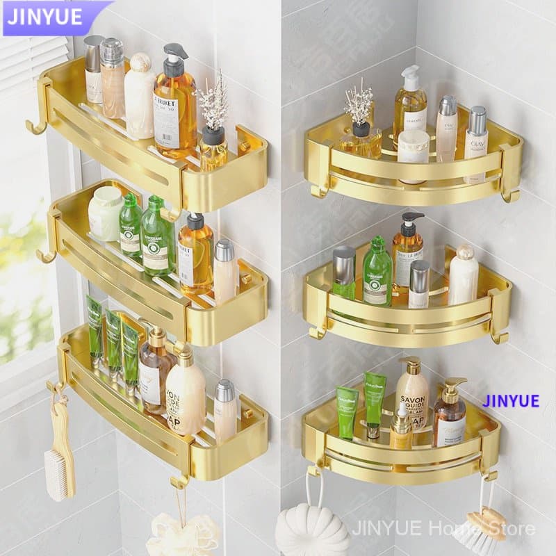 JINYUE Suporte Para Shampoo Porta De Banheiro Canto Prateleira De Dourado Triangular Acessórios De