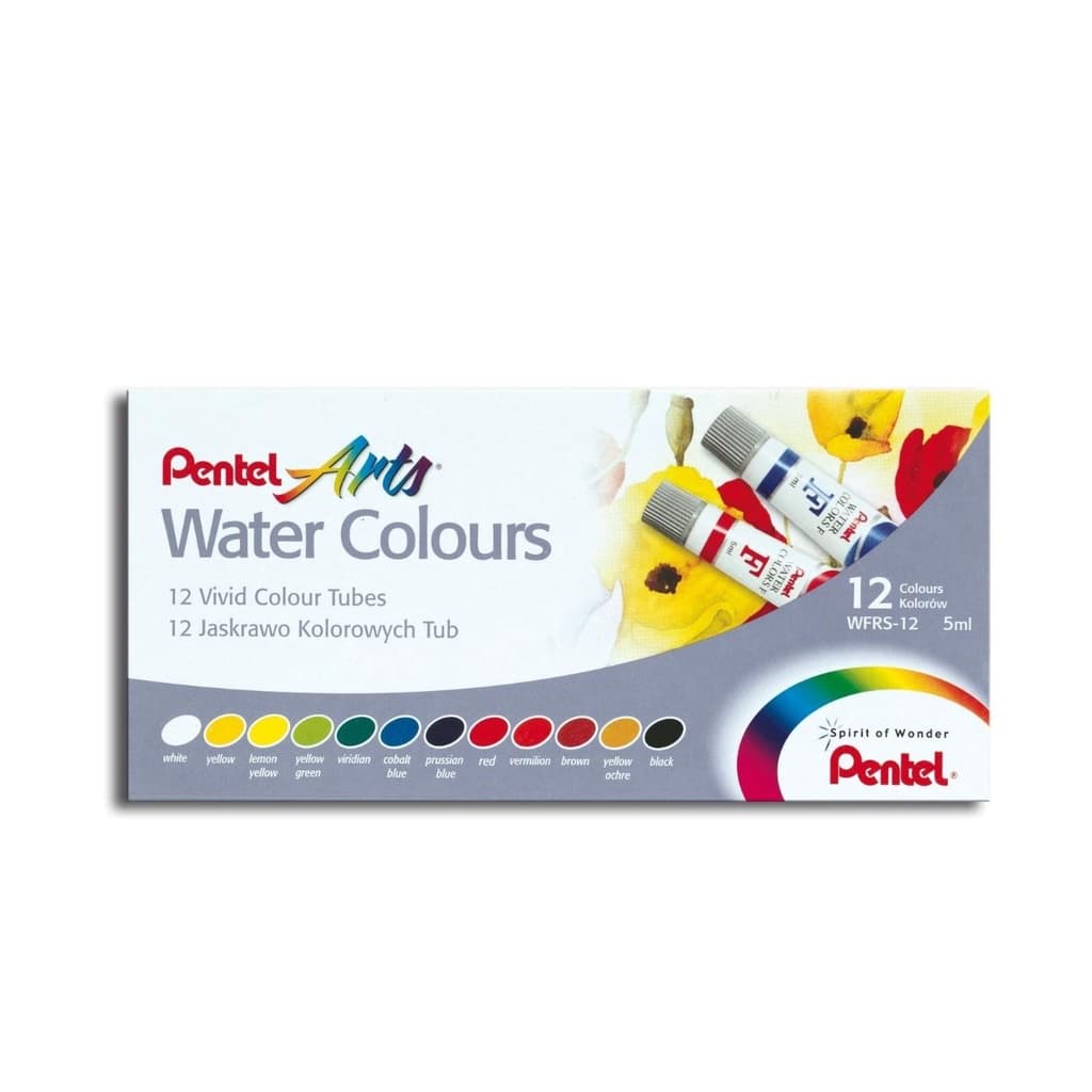 Tinta Aquarela Water Colours 12 Cores Pentel Arts Desenhos Artísticos