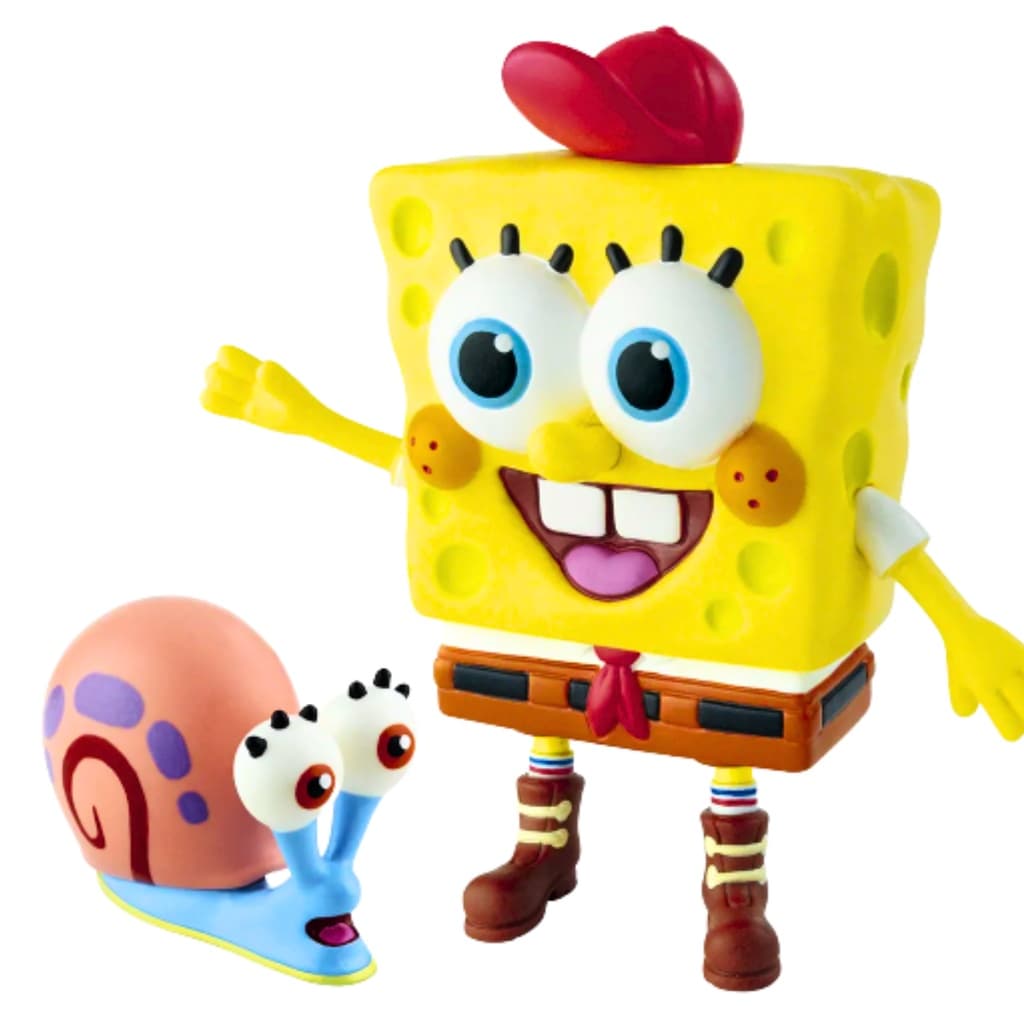 Boneco Bob Esponja Original Com Seu Amigo Gary Articulado Nickelodeon Feito Em Vinil Figura De Ação Item Colecionável Fenda Do Bíquini Brinquedo Para Crianças Menino Menina  Kamp Koral Selo INMETRO Líder Brinquedos