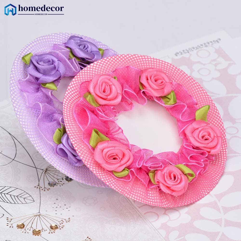 HOMEDECOR Mulher Capa De Bun Snood Hair Net Redes De Cabelo Latino Ballet Dança Crochê Snoods Acessórios Com Flor F6H7