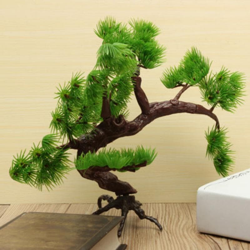 Plástico Artificial Bonsai Pinho Aquário Ornamento Peixe Tanque Planta Decoração Acessórios
