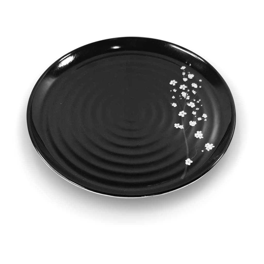 Prato Preto de Mesa Sakura Preta 27cm Melamina AD Importações – Prato Raso Preto para Refeições
