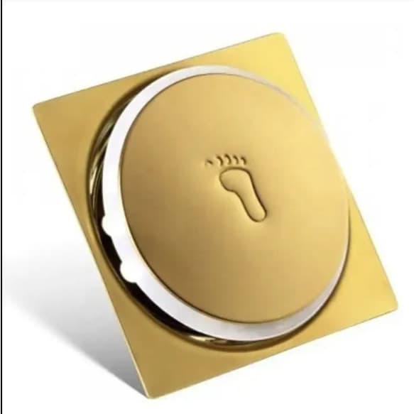 Ralo Click Inteligente 10 X 10 Cm Quadrado Dourado Gold Veda Cheiro