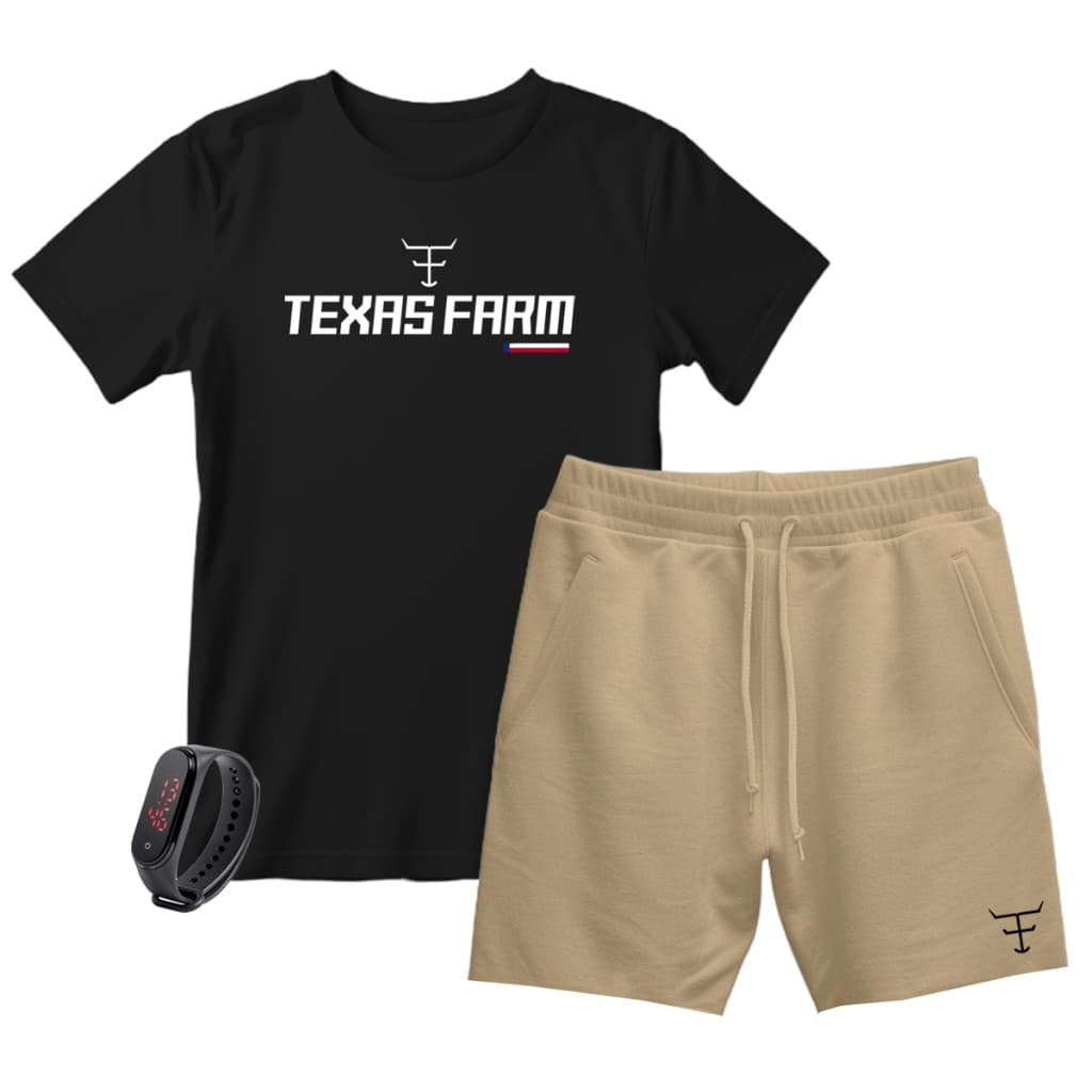 Kit Camiseta Country + Short Moletom  com Bolso TF