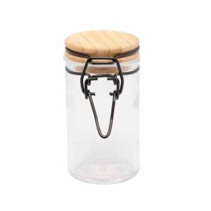 Porta Mantimento de Vidro com Tampa Hermética de Bambu 60ml