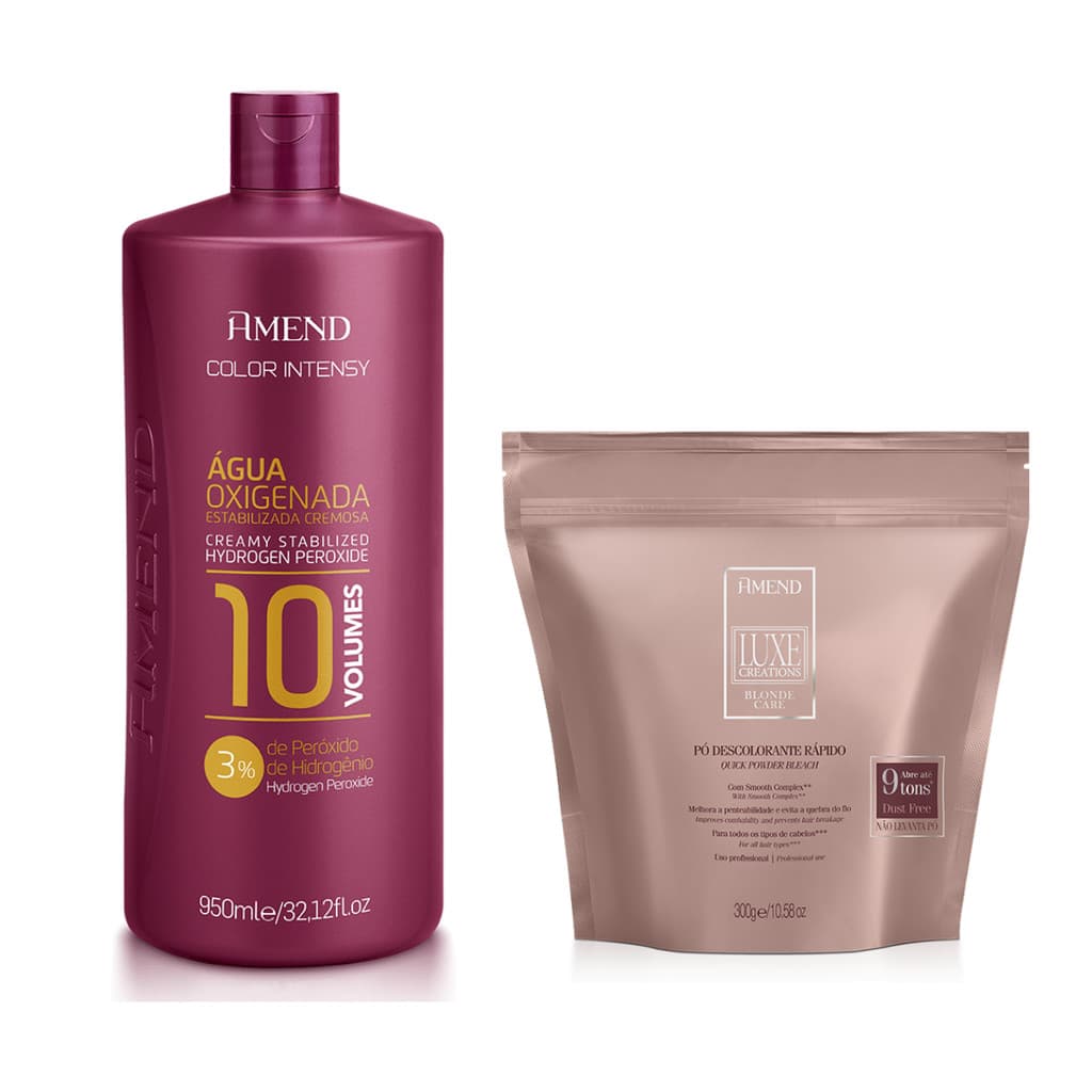 Pó descolorante Amend Blond care + ox 950ml   para todos os tipos de cabelo