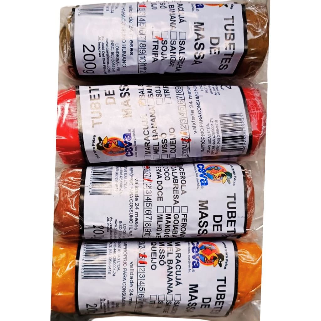 4 Massa Para Pesca Tubete 200gr Pacu Tambaqui Isca Peixe