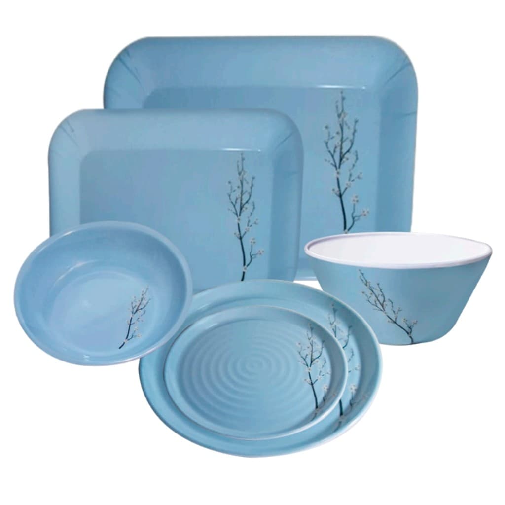 Linha Sakura Azul Melamina - Escolha Prato, Cumbuca Bowl e Travessa