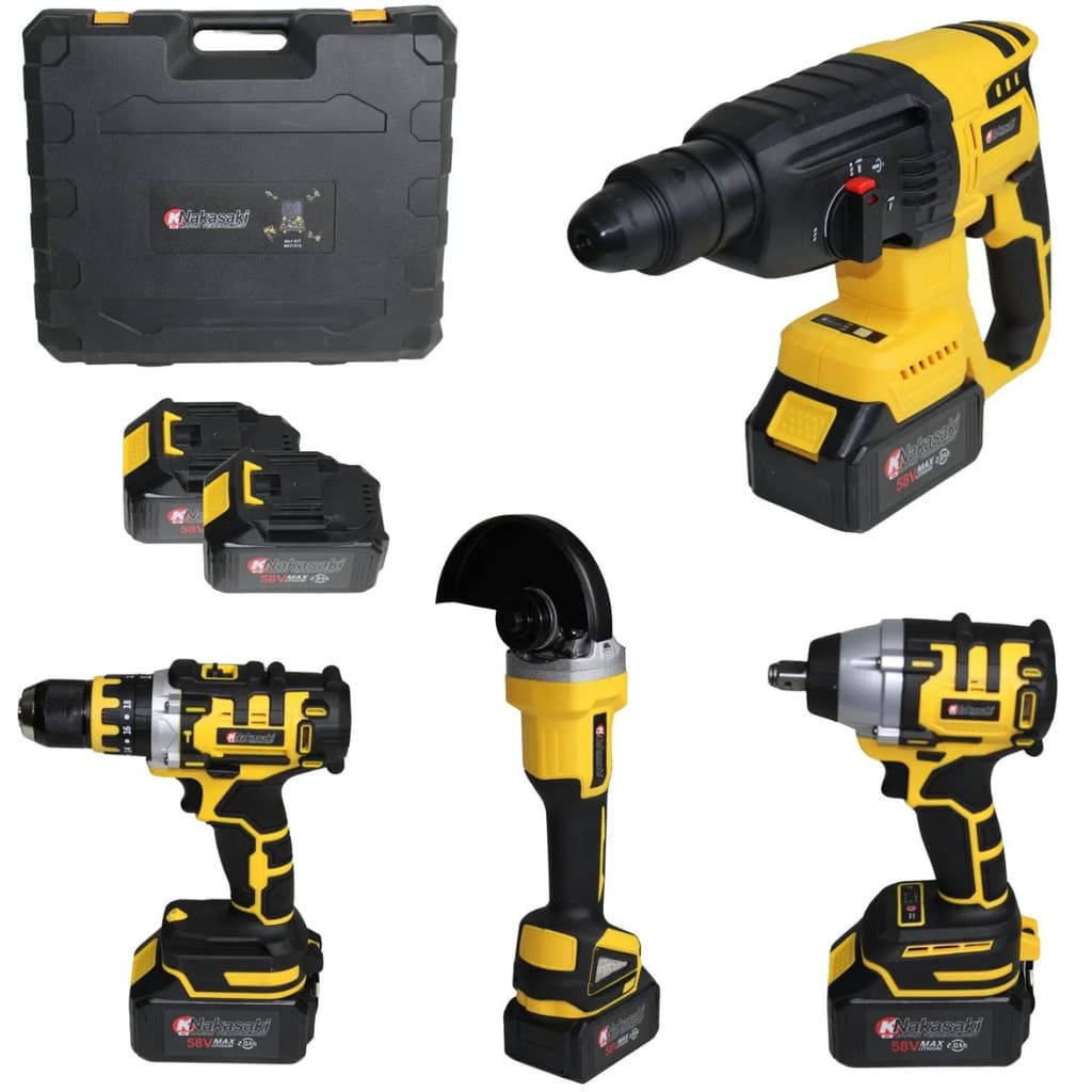 Kit Multi Ferramentas 4 em 1 Com 2 Baterias 58V E Maleta Super Útil