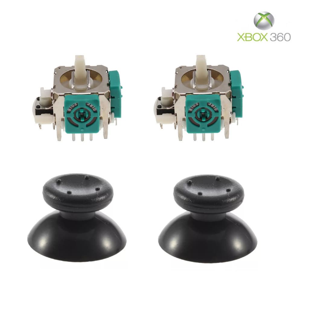 2x Analógico 3d Direcional + 2x Capa do Analogico Preto Compativel Controle de Xbox 360