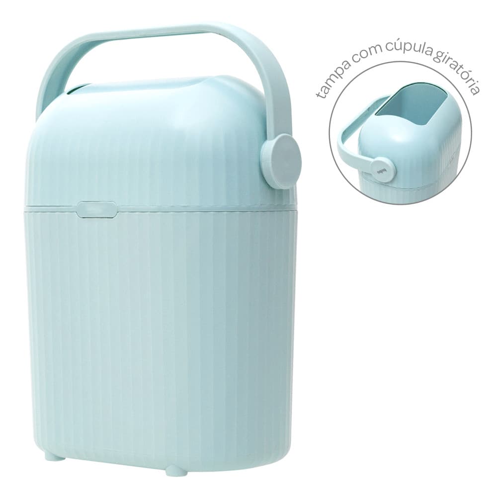 Lixeira p/ Fraldas Antiodor Lixo Mágico Novo Modelo Azul