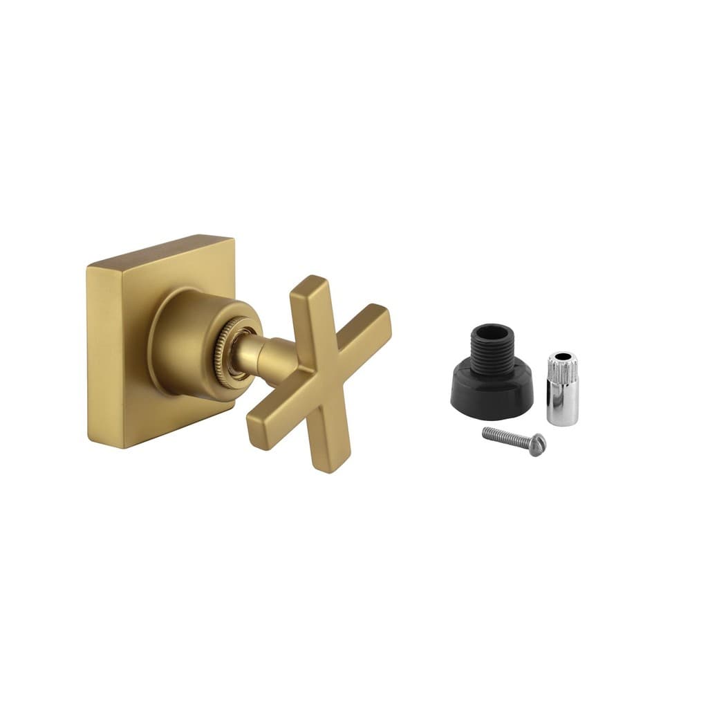 Acabamento Para Registro Chuveiro Banheiro Cruzeta Quadrado Dourado Fosco Padrão Docol Metal 1/2" - 3/4" ou 1"