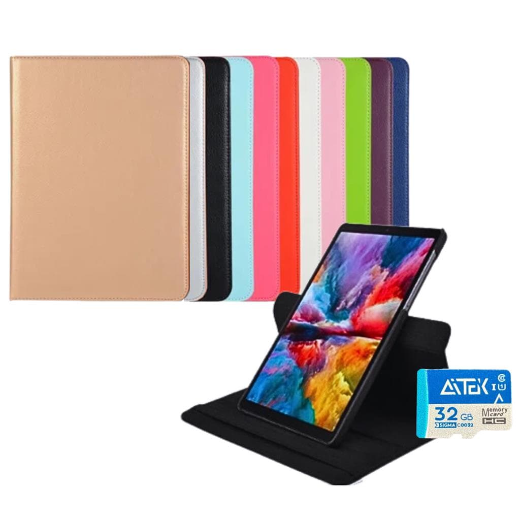 Kit Essencial: Capa Giratoria com Cartao de Memoria para Tablet A7 T220 T225