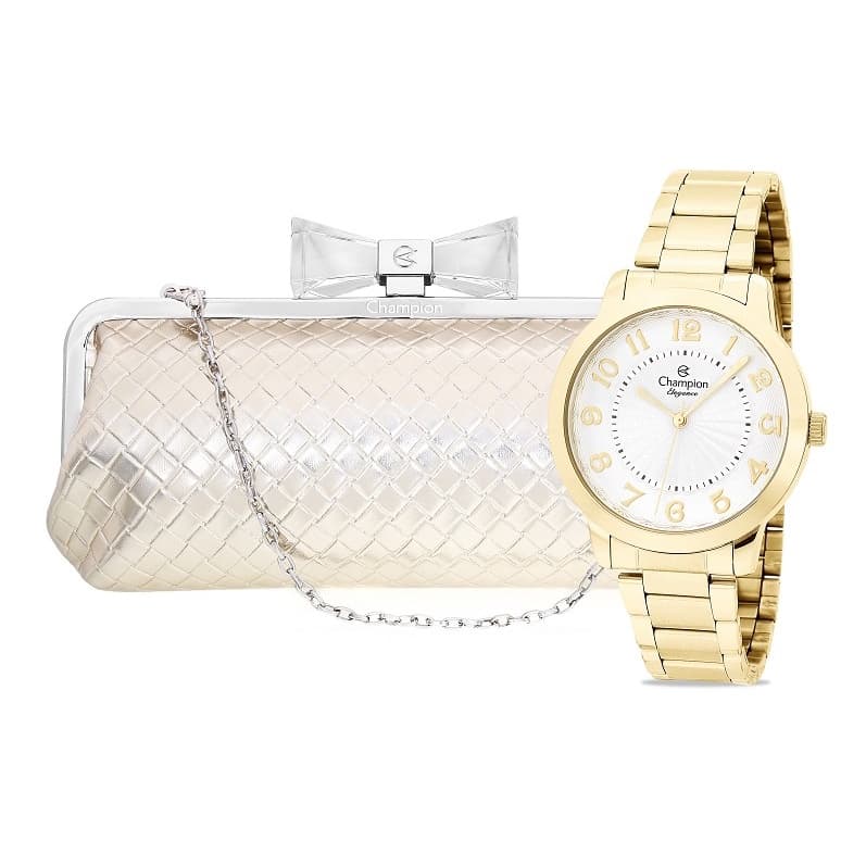 Relógio Feminino Analógico Champion Dourado + Bolsa CN25118G Relógio Feminino Luxo Relógio De Pulso Feminino
