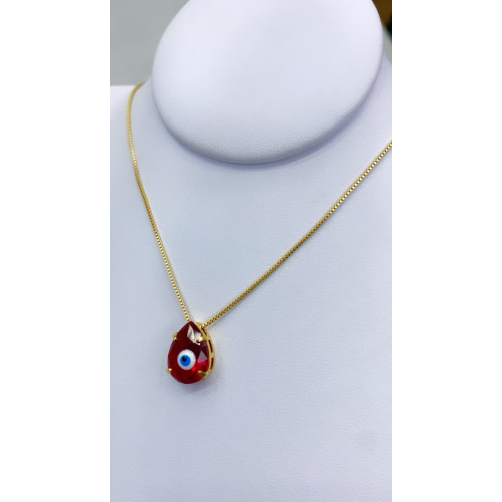Colar Zircônia com Olho Grego Dourado Exclusivo