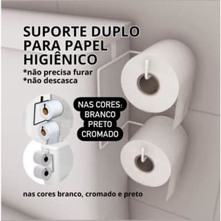 Suporte Papel Higiênico Duplo Para Caixa Acoplada Porta Papel Preto Branco