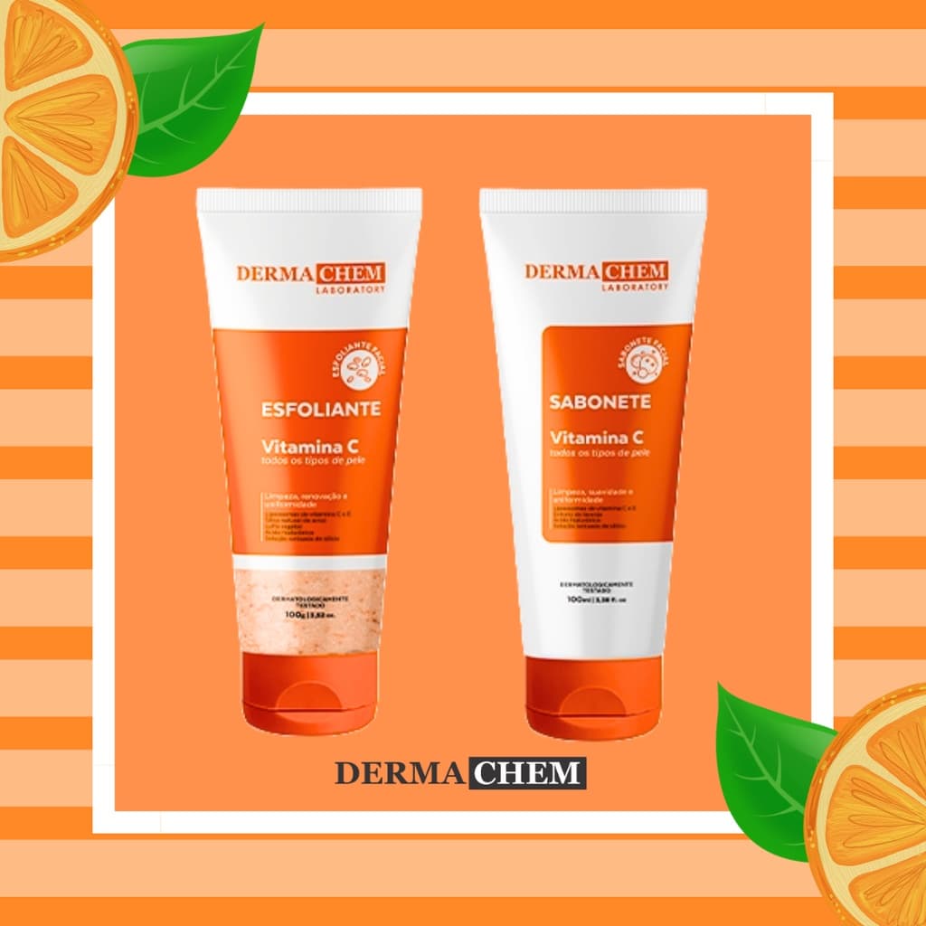 Kit Esfoliante e Sabonete Vitamina C e Prevenção do envelhecimento, Iluminação da pele, Antioxidante para o rosto