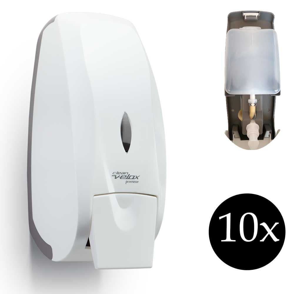 Kit 10 Saboneteira dispenser álcool gel porta sabonete líquido parede reservatório Velox Premisse banheiro lavabo academia shopping restaurante bar alco