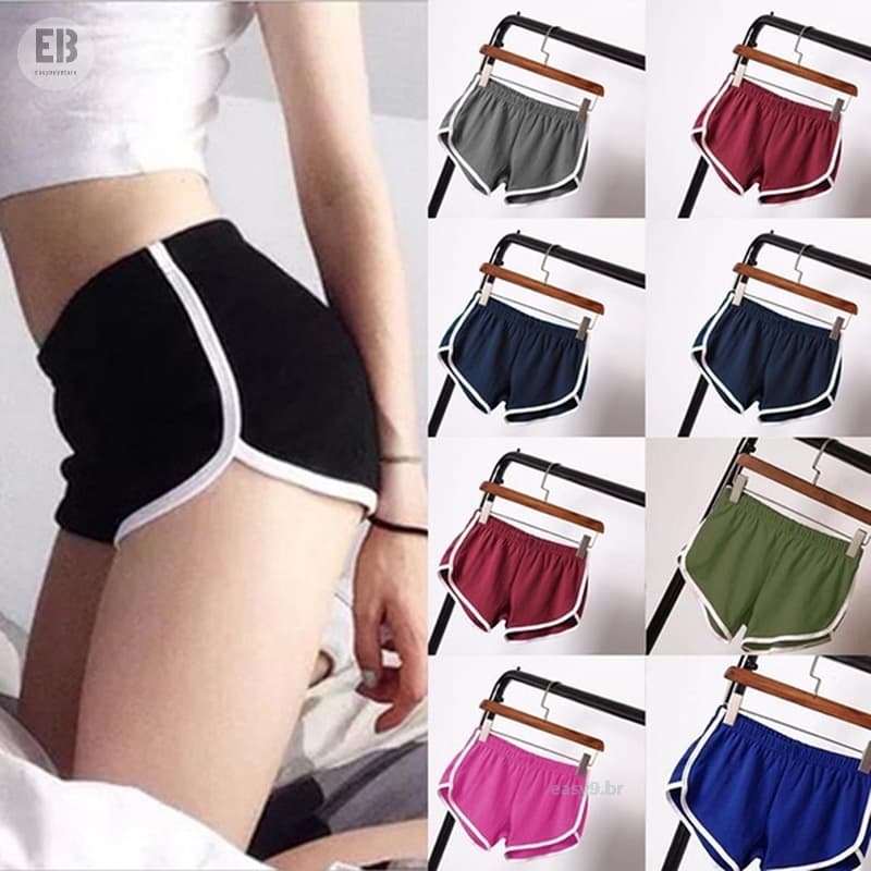 Calção De Verão Esportivo Feminino Ginásio Cintura Skinny