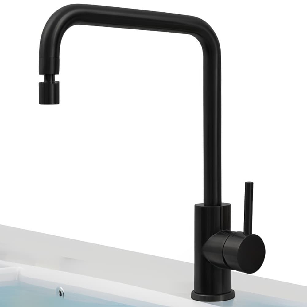 Torneira Monocomando Preta Acabamento Mate Misturador Giratoria 360 Para Cozinha Bancada Pia Gourmet