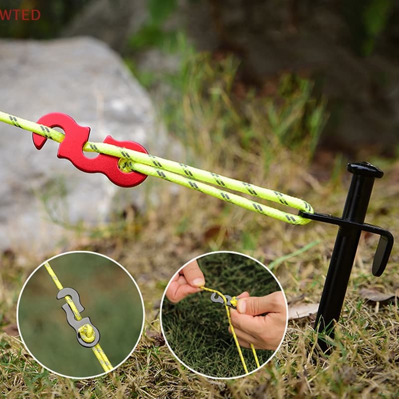(WTED) 10pcs Cabo De Tenda De Camping Ajustável Fivela De Corda Tipo S Kit De Fixação De Tendas Exterior Acessórios