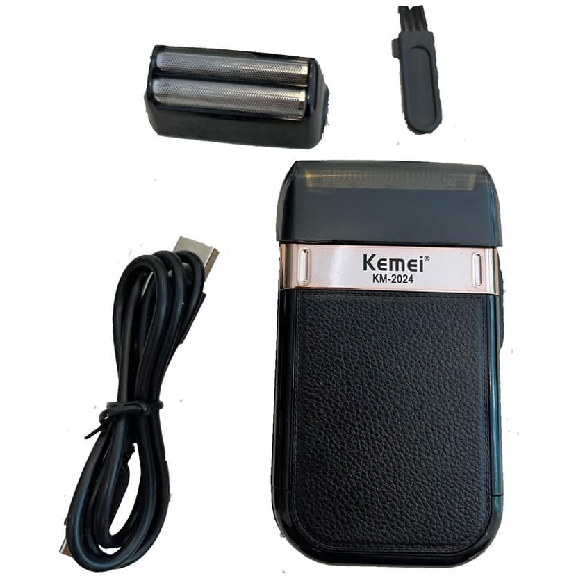 Máquina de Barbear Kemei KM-2024 Recarregável Uso Doméstico Barbeador Elétrico Portátil