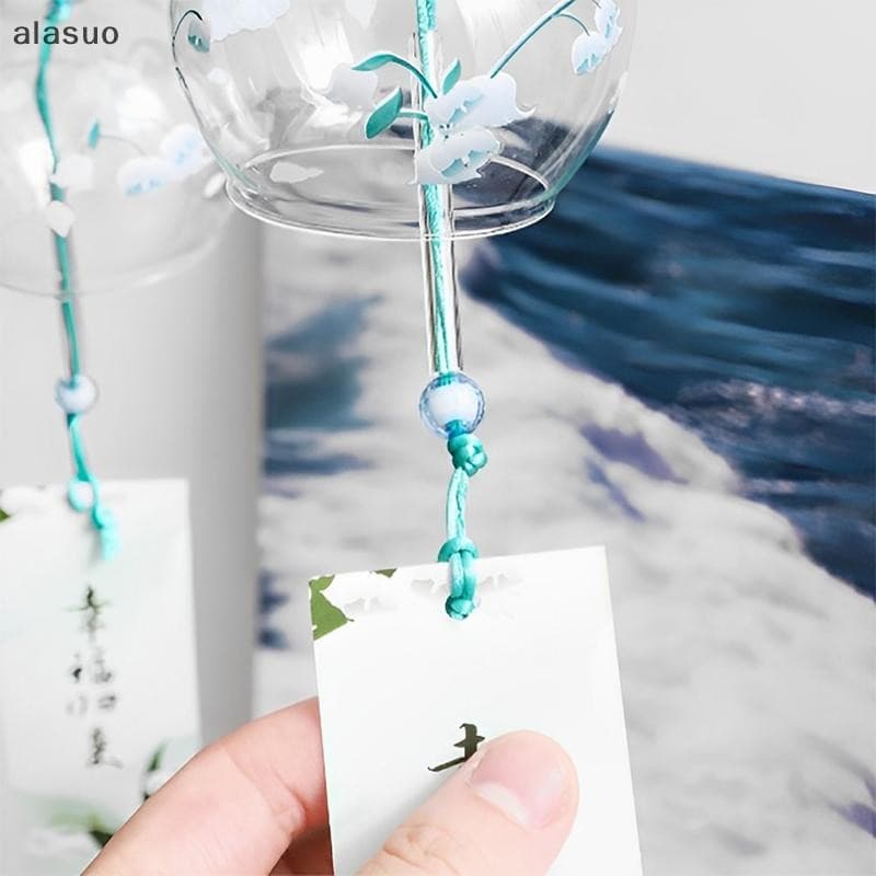 [ala] Vento Japonês Japão Sinos De Feitos À Mão Furin De Vidro Decoração De Casa Spa Cozinha Escritório Padrão De Flor D