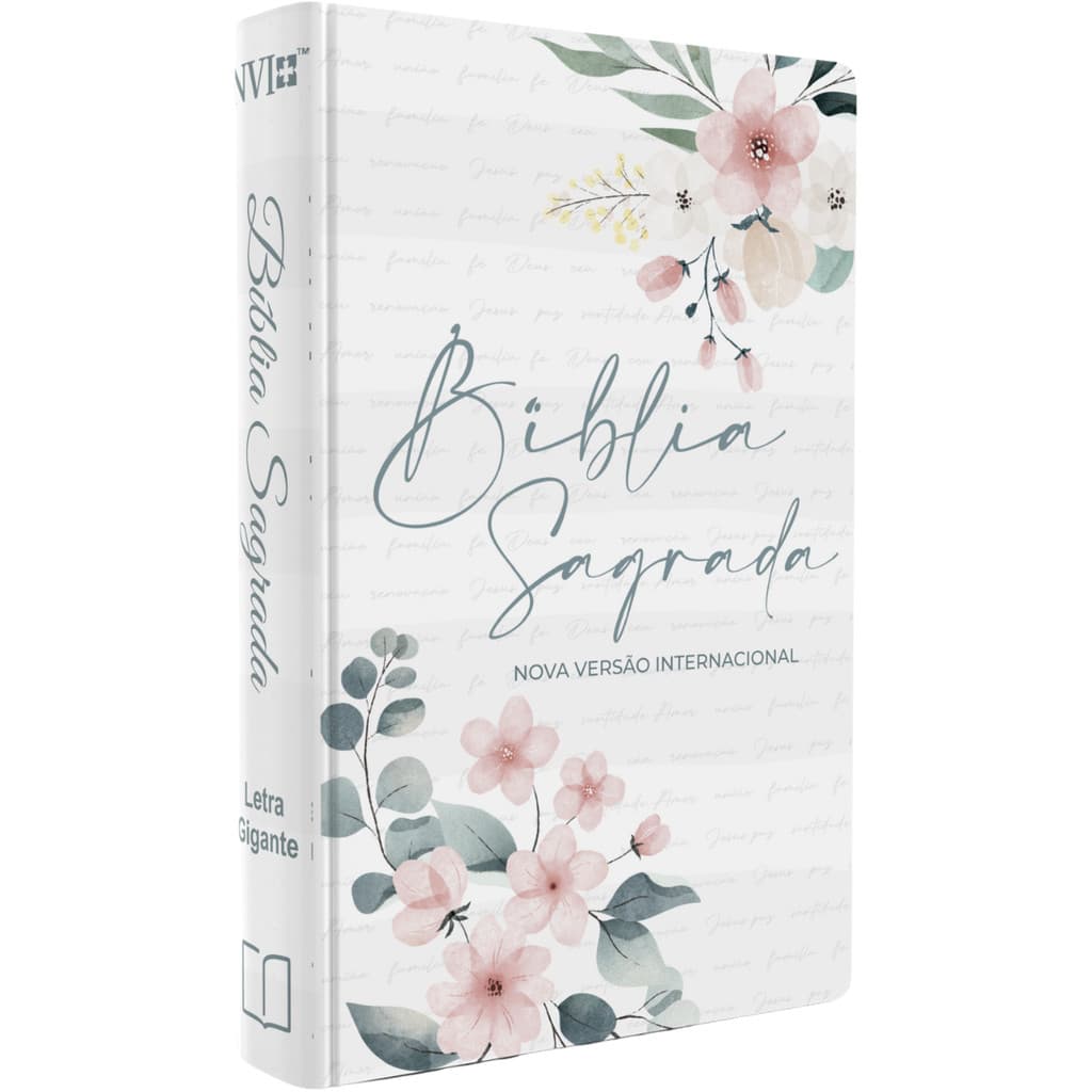 Biblia Feminina NVI | Letra Maior | Floral Branca | Capa Dura