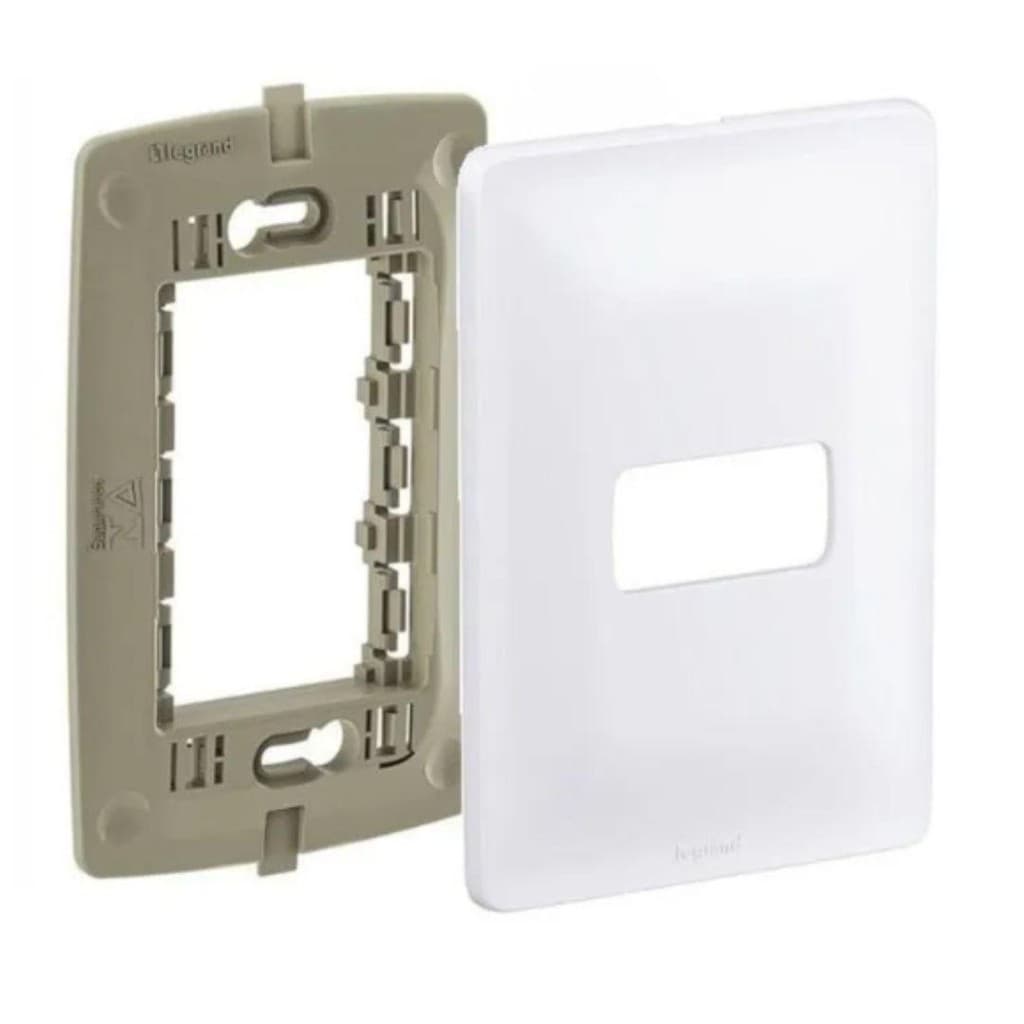 Conjunto Placa 1 Posição + Suporte Branco Zeffia Legrand