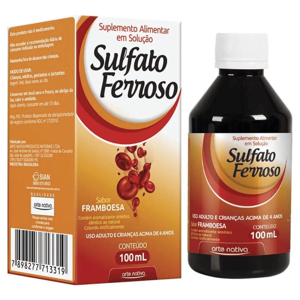 Sulfato Ferroso 100ml Arte Nativa Framboesa