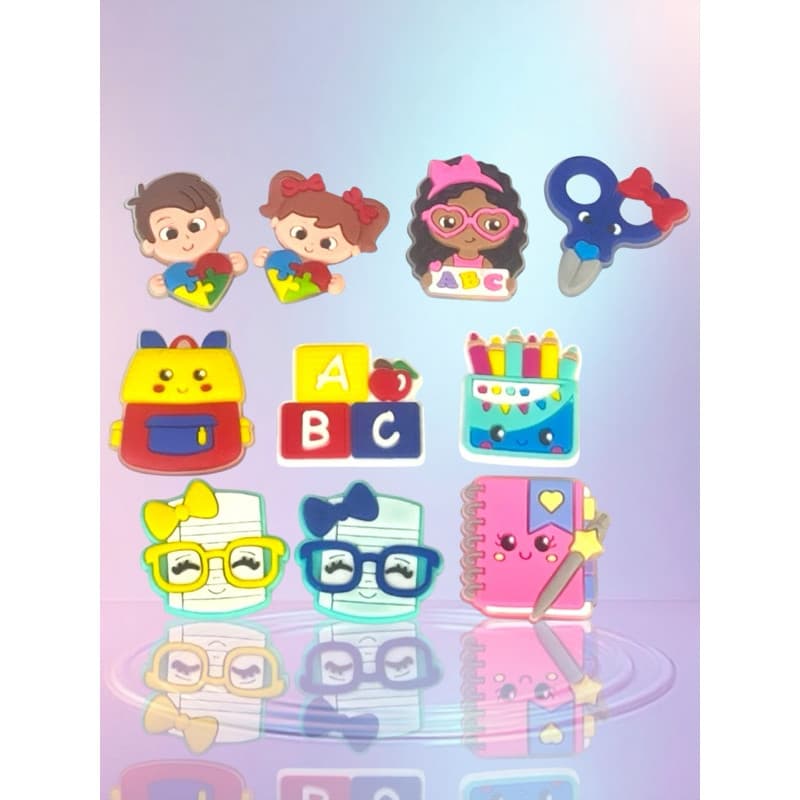 KIT 10 Aplique Emborrachado Infantil Escolar Laços Tiaras Prendedores Artesanato DIY