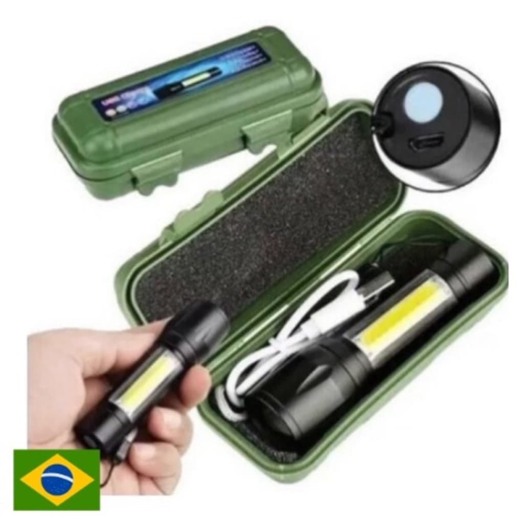 Mini Lanterna Tática Camp Com Led Recarregável.