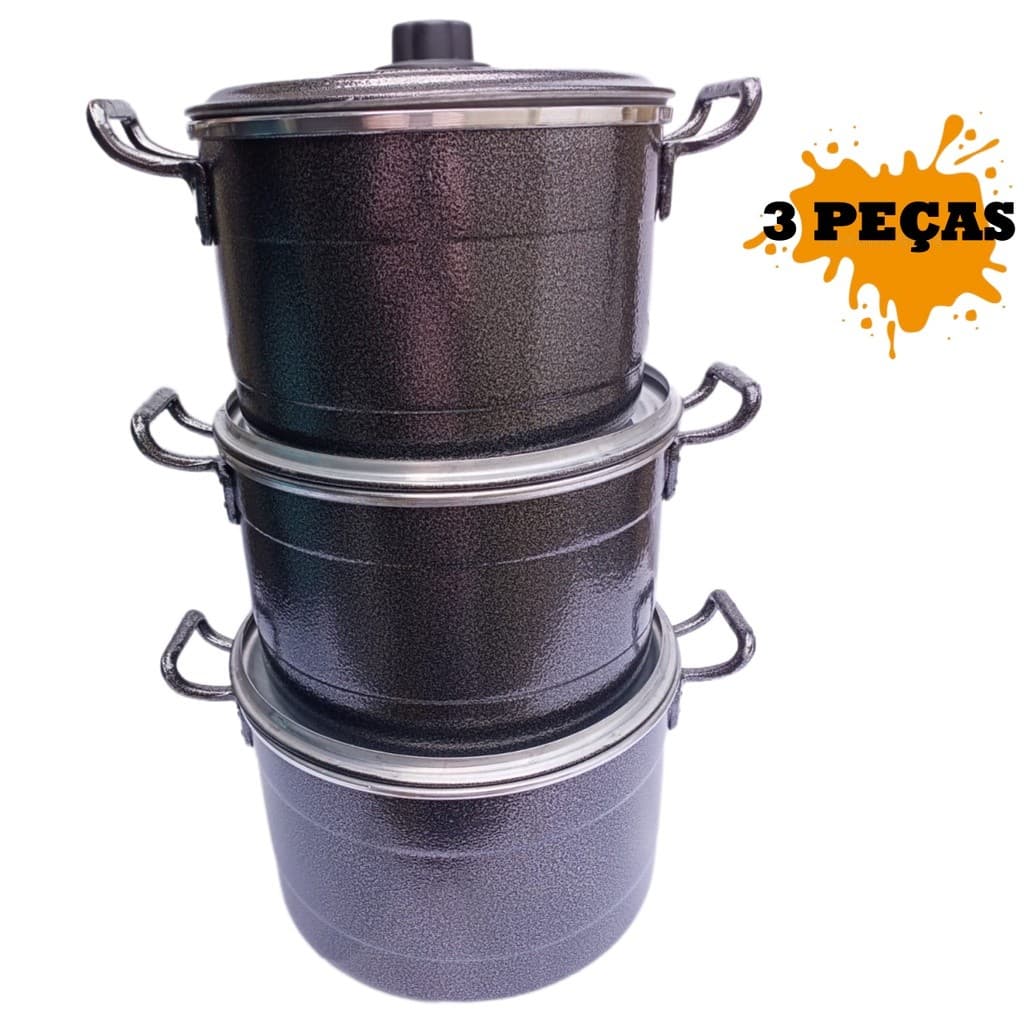 Kit 3 caldeirão hotel, panelas industrial profissional tamanhos 26, 28, 30 para restaurante