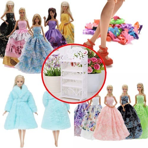 Kit Para Bonecas Vestidos De Festa Casaco Sapatinhos E Etc