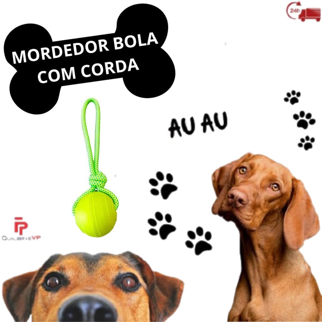 Brinquedo Mordedor Pet Bola com Corda Resistente para Cachorros