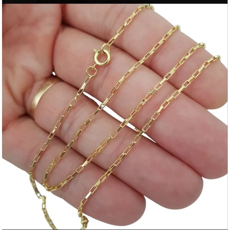 Cordão Corrente Fina Tijolinho Moedas antigas 1mm 60cm Banhada A Ouro 18k
