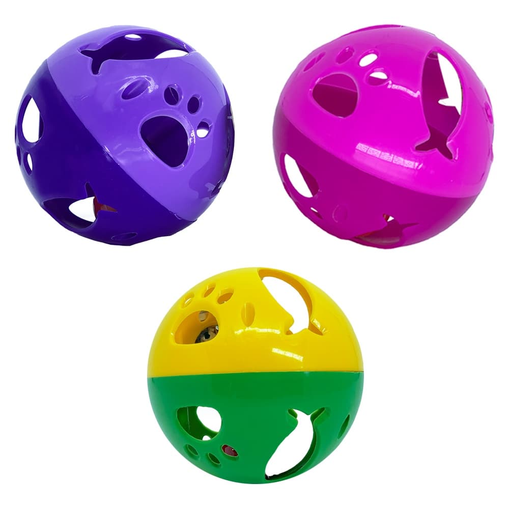 Brinquedo Bola De Plástico Com Guizo Para Gato 13cm Savana