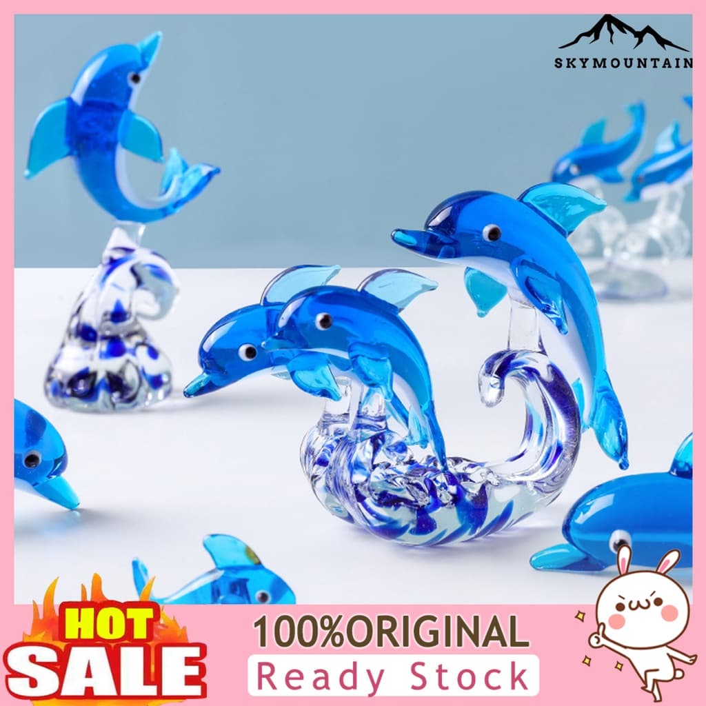 [SKI] Dolphin Statue Clear Vivid Colorful Lovely Small Animal Glass Miniatura De Vidro Colorido Decoração De Casa